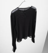 WRINKLE MESH CARDIGAN BLACK