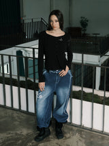 RAW CUT DENIM PANTS (WASHED BLUE)