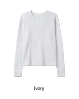 ティネンフィンガーホールワッフルクロップ長袖Tシャツ