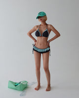 Mint chocolate dot frill bikini
