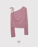 ワンショルダースリットスリムTシャツ(5color)