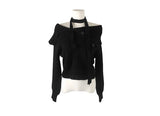 Dahi Off-Shoulder Button Knit Muffler Set