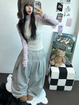 M,XL🤎2サイズ🤎 ダブルピンタックワイドロングバルーンパンツ ❤🤎🖤🩶4カラー