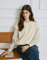 Plenny Ribbon Deco Shirt Sweatshirt Beige