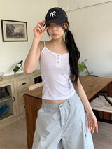 SIDE SHIRRING BUTTON SLEEVELESS (3C)