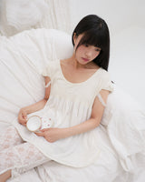 LACE STRAP FLARE TOP / CREAM