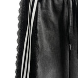 2WAYレースワイドデニムトレーニングバンディングロングパンツ (2 colors)