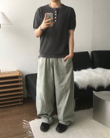 トーナルレイヤードヘンリーネックニット