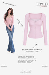 Ria lace layered cardigan long-sleeve  top