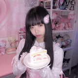 fluffy hair clip-pearl ribbon angel(pink)