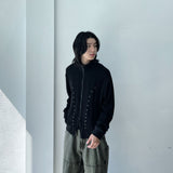 V-Stud Stand Collar Zip Jacket