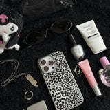 [MADE] Leopard (Black&White) Epoxy Silver Bumper iPhone Case