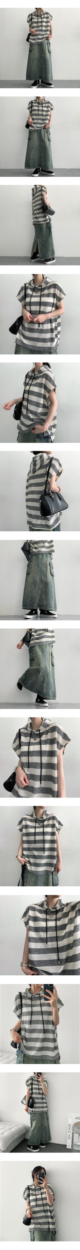 Mewelry Washing Cargo Denim Long Skirt