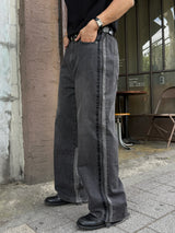 Fade line track denim pants