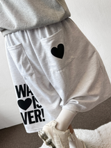 All Love Tattoo Print Patch Wide Bermuda Pants 4Color