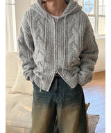[F/W] Heavy wool knit hood zip up(4color)