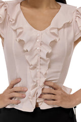 White rosy chiffon blouse