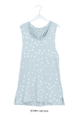 Oshion Side-Slit Twist Dot Layered Sleeveless
