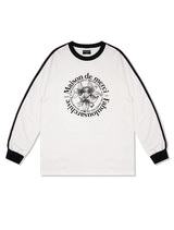 UNISEX Leris Raglan Line Color Long Sleeve White Black (FCD3TS801M)