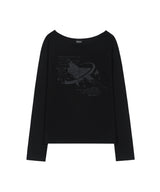 スターシンボルルーズフィットボートネックロングスリーブ - ブラック
