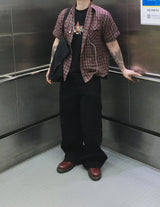 No.1732 vtg check pocket half SHIRT (3color)