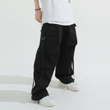 Strap cotton cargo pants