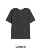Lowden Slim Ribbed Henley Neck Short Sleeve Tee