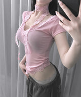 mamel lace tee (2colors)