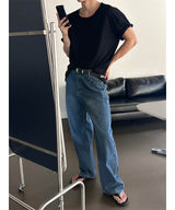 [Unisex] Stud wide denim pants
