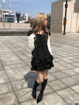 フリルティアードバンドミニスカート