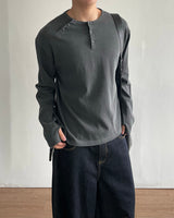 ダブルウォッシュドヘンリーネックロングスリーブ
