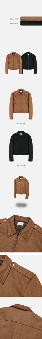 [F/W] ショルダーストラップクロップスエードジャケット(2color)