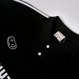 PEANUT STAIN - アクティブ ホワイト ストライプド アーム ブラック ボクシー オーバーサイズド ポロ