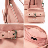 [SET] Medium Suede Buckle Hobo Shoulder Cross Bag _ Pink
