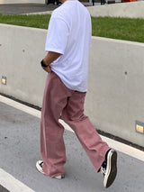 Pink cutting wide pants