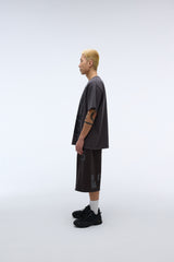 ウィークエンドウォリアータイポグラフィープリントウォッシングショートパンツ (チャコール)