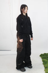 Zip Up Hoodie in Black