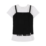 3ウェイレタリングコサージュTシャツ (BLACK) F25QB106