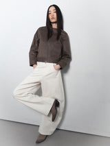 Crack Leather Biker Jacket_Beige