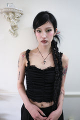 Shirring lace frill top (3color)