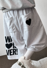 All Love Tattoo Print Patch Wide Bermuda Pants 4Color
