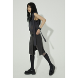 RIBBON MINI DRESS: CHARCOAL