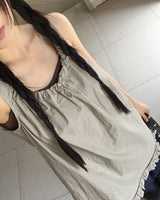 Limit String Frill Sleeveless One-piece