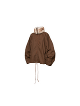RELABEL Spatial Relations (Enclosure) Detachable Fur Collar, Two-Tone Batwing Sleeves Fabric Silhouette Drawstring Jacket