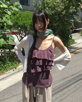 Monsi Cancan Layered Back Banding Shirring Sleeveless