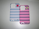 heart wings stripes card pocket phone case pink