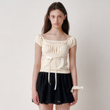 Eyelet Layered T-shirt (Yellow)