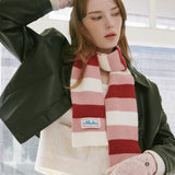 3ストライプニットマフラー (Cherry, Pink, Cream)