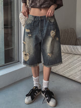 Heart Destroyed Bermuda Pants