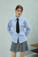 LOWELL SLIM FIT STRIPE SHIRRLING SHIRT / SKY BLUE